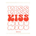 Red and white wool blanket with kiss pattern – WOLIQ Bold Kiss front view