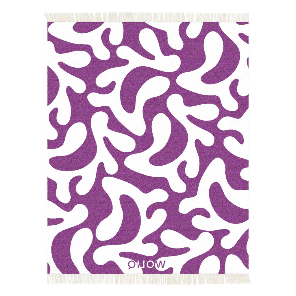 Violet and white wool blanket reverse – WOLIQ Calm Swirl back view