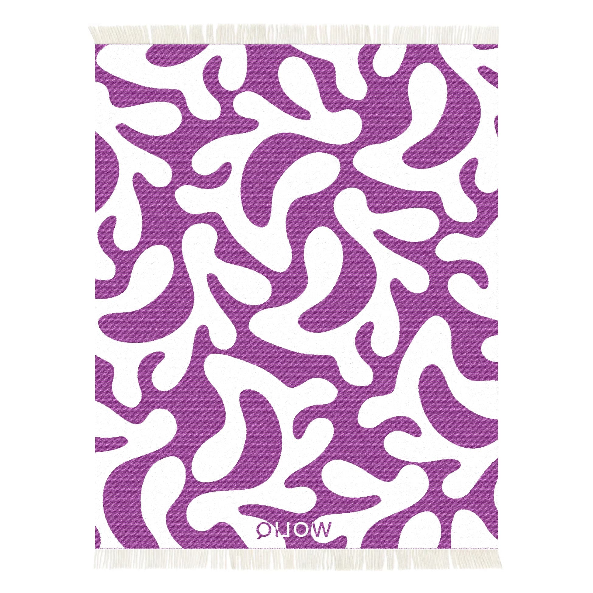Violet and white wool blanket reverse – WOLIQ Calm Swirl back view
