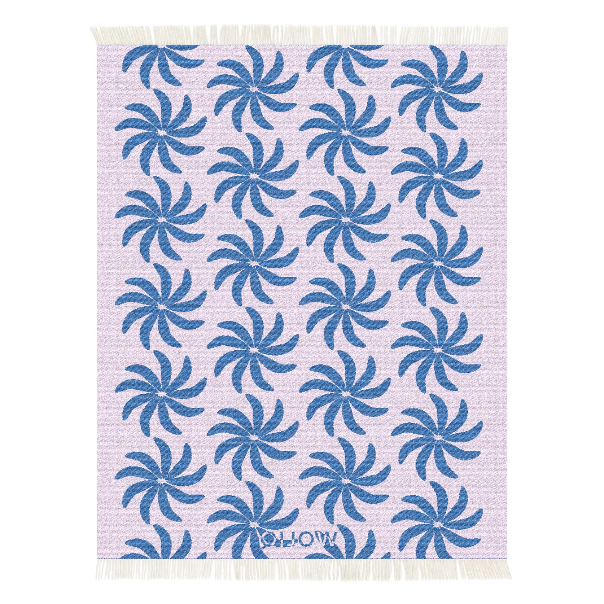 Blue and lilac wool blanket reverse – WOLIQ Coastal Bloom back view