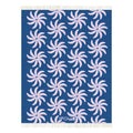 Blue and lilac floral wool blanket – WOLIQ Coastal Bloom front view