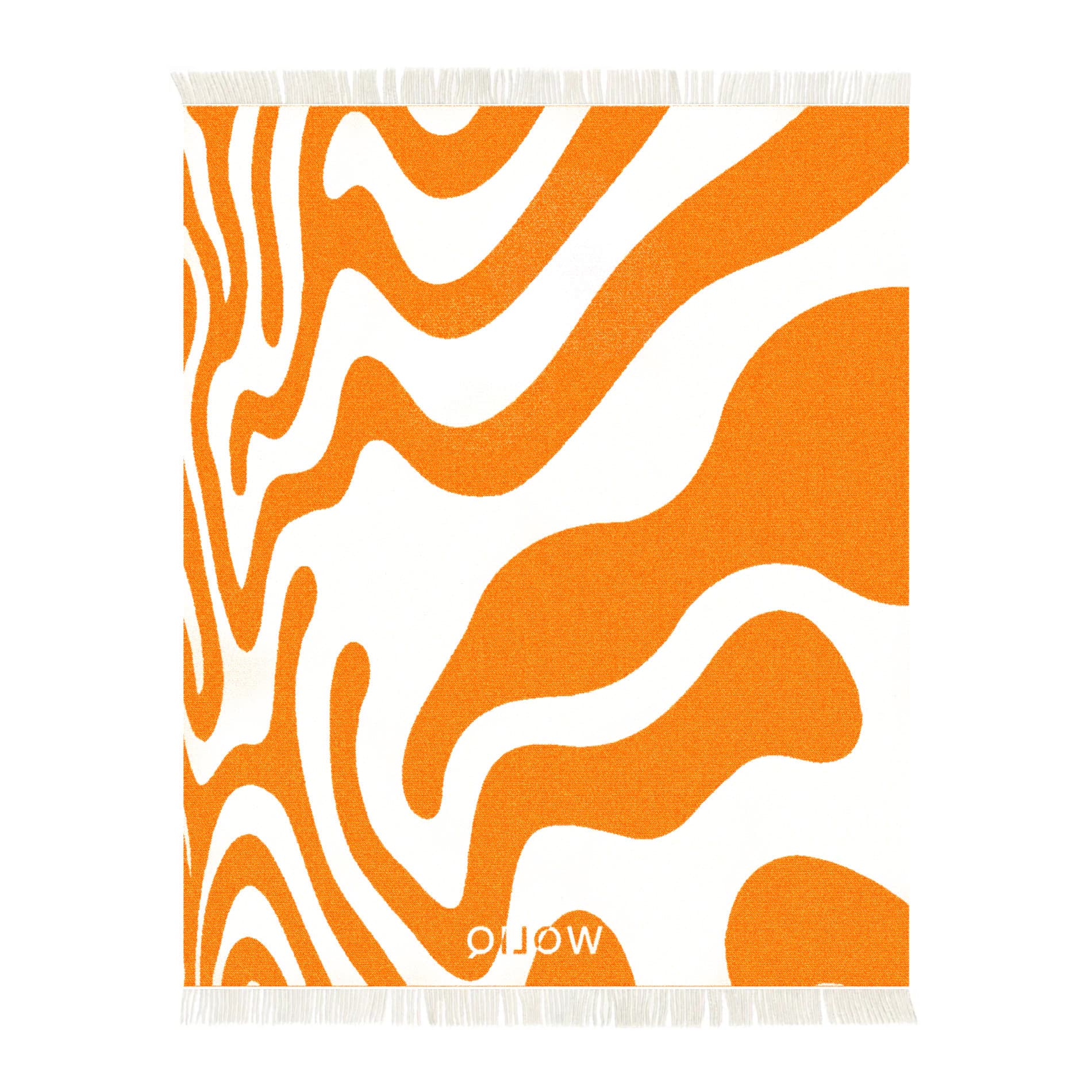 Orange and white wool blanket reverse – WOLIQ Flow Illusion back view
