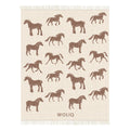 Brown horse pattern wool blanket – WOLIQ Gentle Wild front view