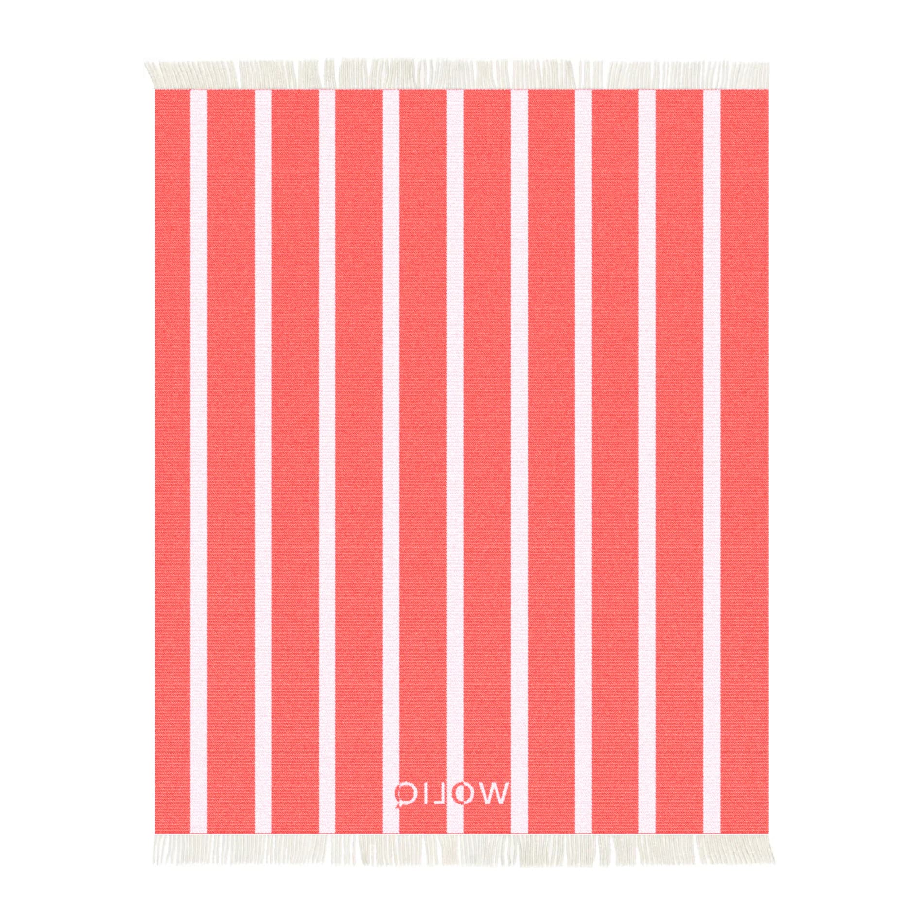 Pink and red wool blanket reverse – WOLIQ Hug Me back view
