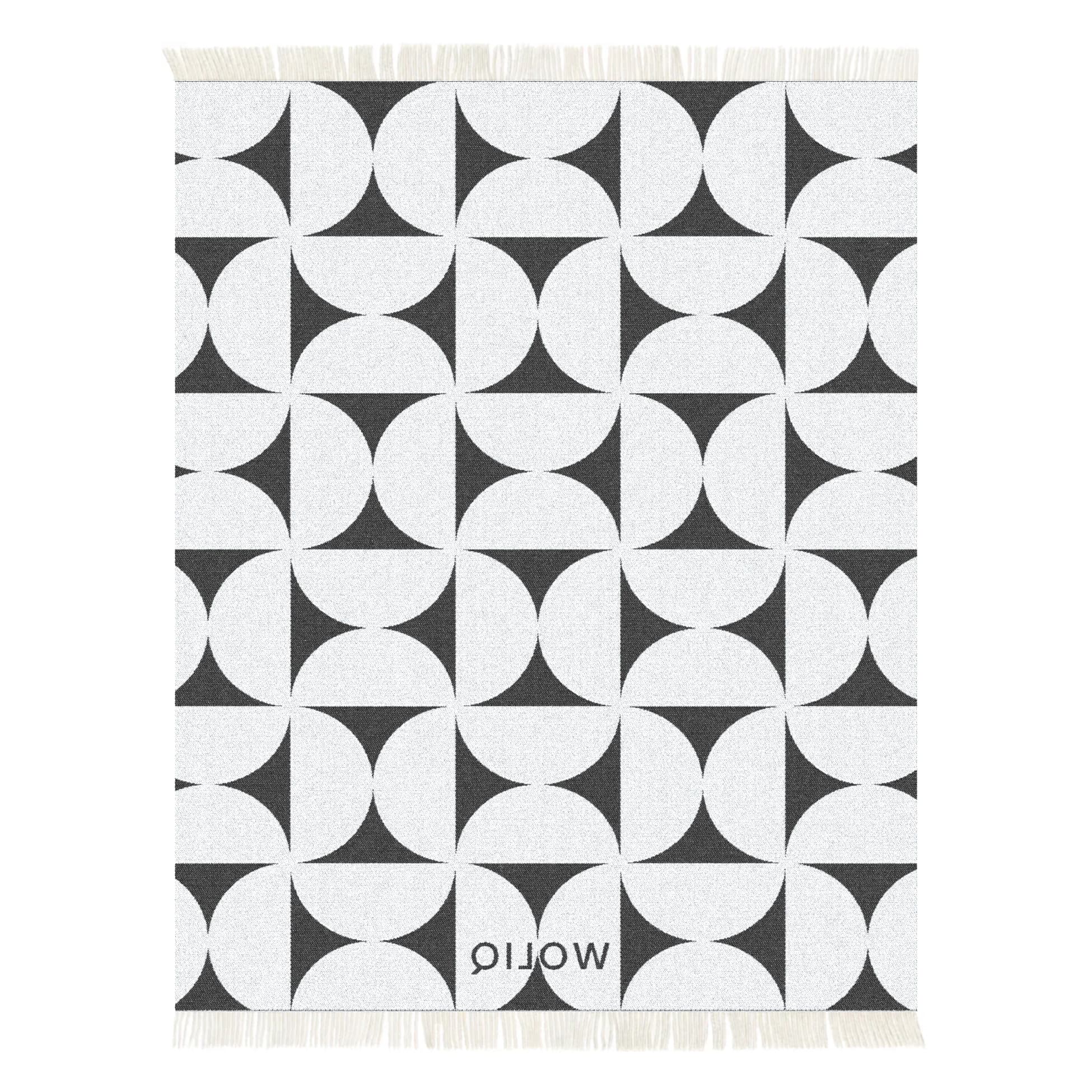 Black and white wool blanket reverse – WOLIQ Mono Bauhaus back view