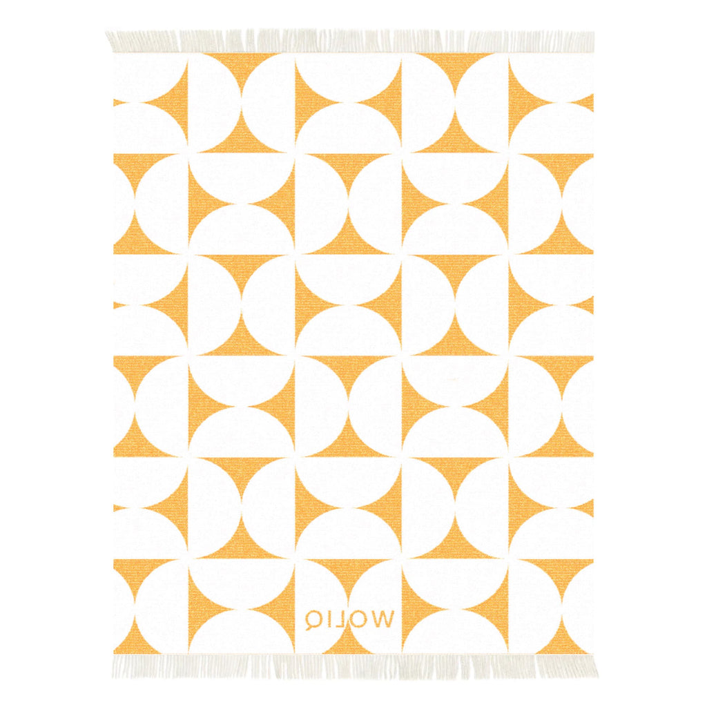 Yellow and white wool blanket reverse – WOLIQ Solar Bauhaus back view