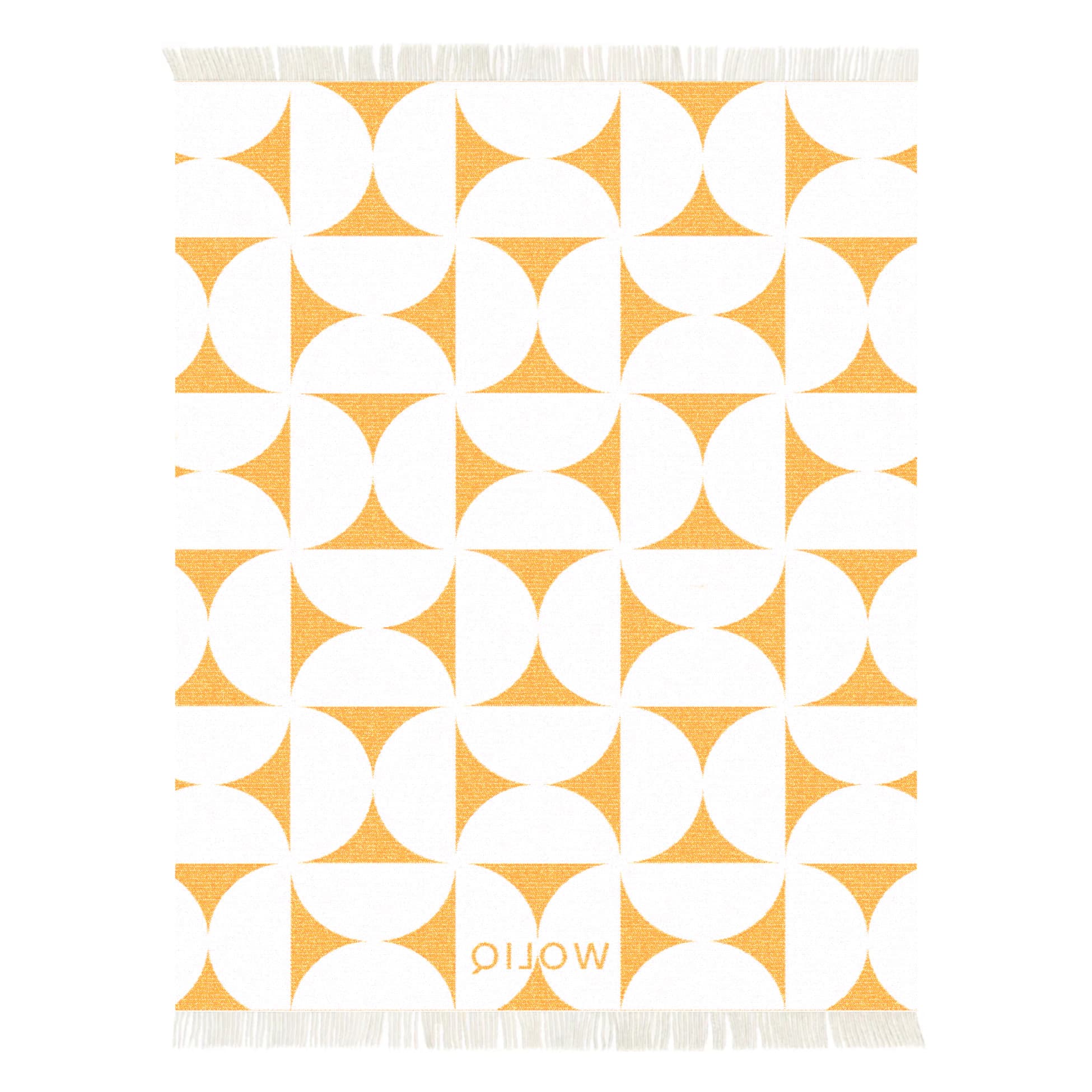 Yellow and white wool blanket reverse – WOLIQ Solar Bauhaus back view