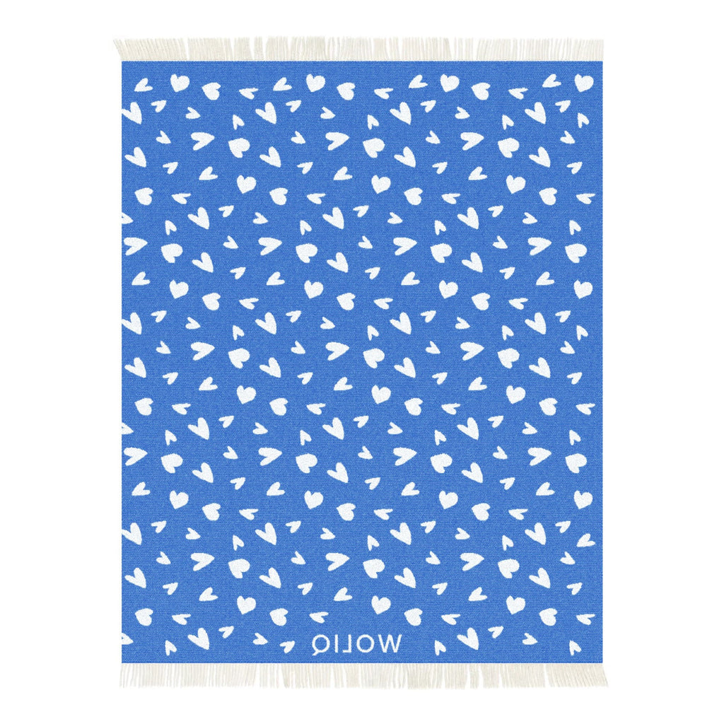 White and blue wool blanket reverse – WOLIQ Tender Drift back view