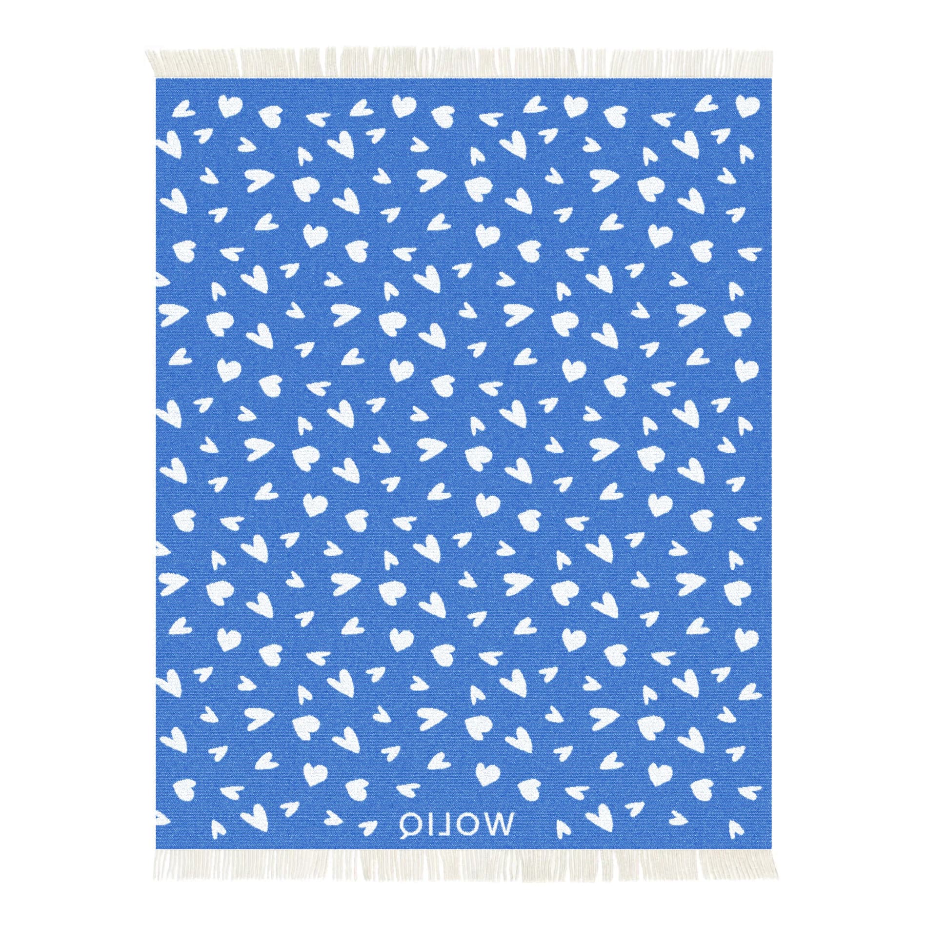 White and blue wool blanket reverse – WOLIQ Tender Drift back view