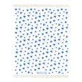 White and blue heart pattern wool blanket – WOLIQ Tender Drift front view