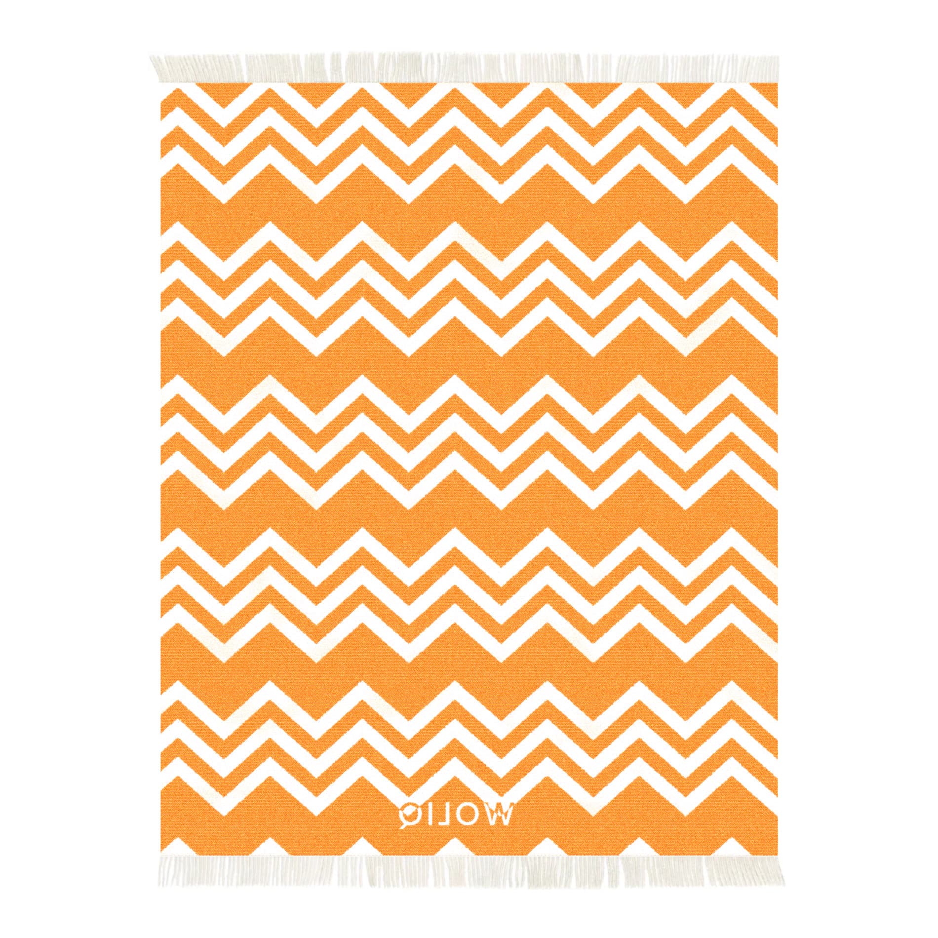 Orange and white wool blanket reverse – WOLIQ Warm Glow back view